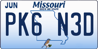 MO license plate PK6N3D
