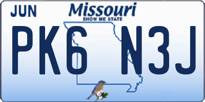 MO license plate PK6N3J