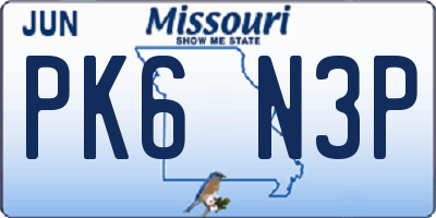 MO license plate PK6N3P