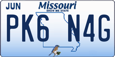 MO license plate PK6N4G