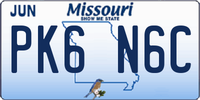 MO license plate PK6N6C