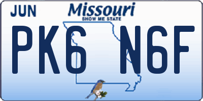 MO license plate PK6N6F