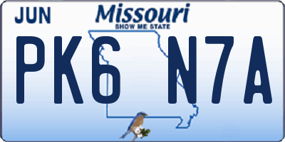 MO license plate PK6N7A