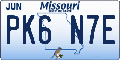 MO license plate PK6N7E