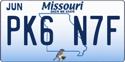 MO license plate PK6N7F