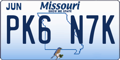 MO license plate PK6N7K