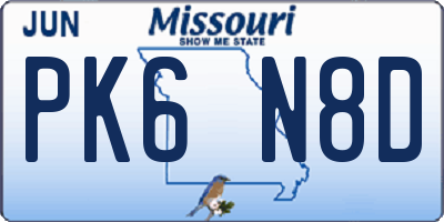 MO license plate PK6N8D
