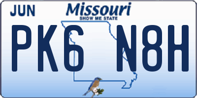 MO license plate PK6N8H