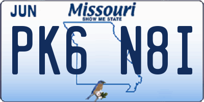 MO license plate PK6N8I