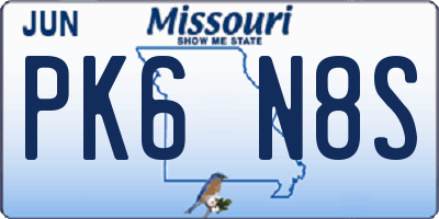 MO license plate PK6N8S