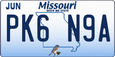 MO license plate PK6N9A