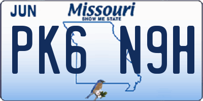 MO license plate PK6N9H