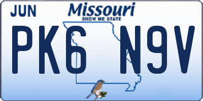 MO license plate PK6N9V