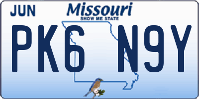 MO license plate PK6N9Y
