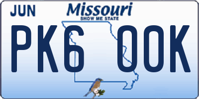 MO license plate PK6O0K