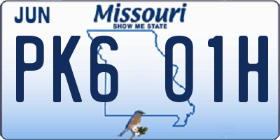 MO license plate PK6O1H