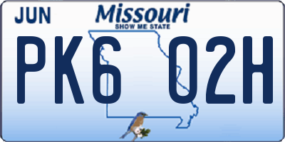 MO license plate PK6O2H