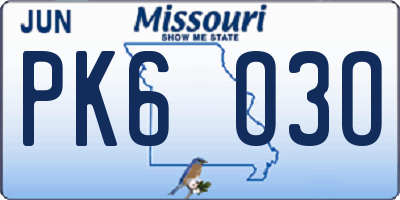 MO license plate PK6O3O