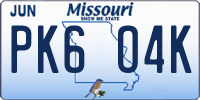 MO license plate PK6O4K