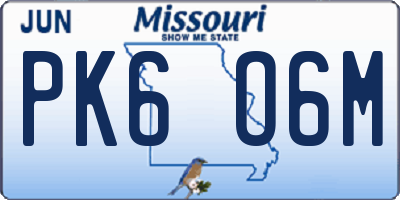 MO license plate PK6O6M