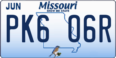 MO license plate PK6O6R