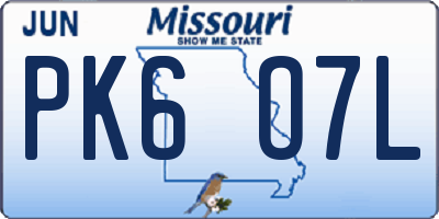 MO license plate PK6O7L