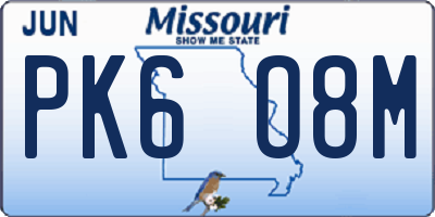MO license plate PK6O8M