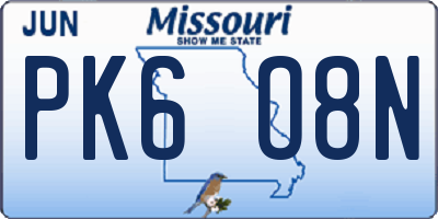 MO license plate PK6O8N