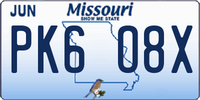MO license plate PK6O8X