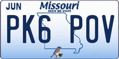MO license plate PK6P0V