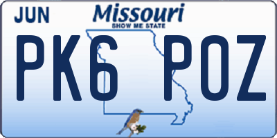 MO license plate PK6P0Z