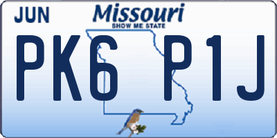 MO license plate PK6P1J
