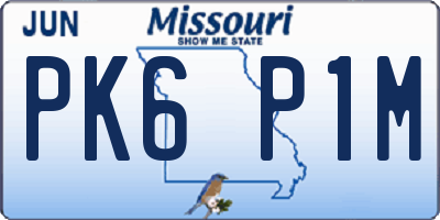 MO license plate PK6P1M