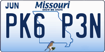 MO license plate PK6P3N