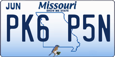 MO license plate PK6P5N