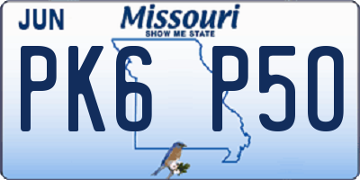MO license plate PK6P5O