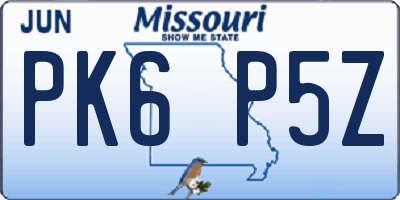 MO license plate PK6P5Z