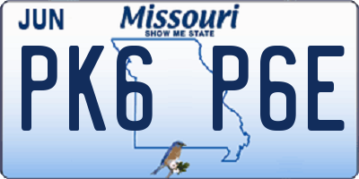 MO license plate PK6P6E