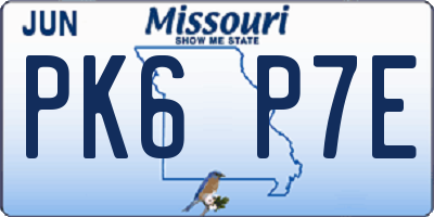MO license plate PK6P7E