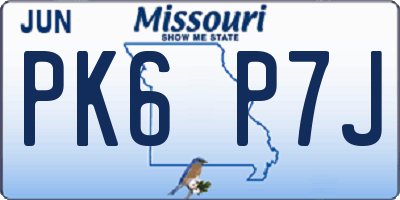 MO license plate PK6P7J