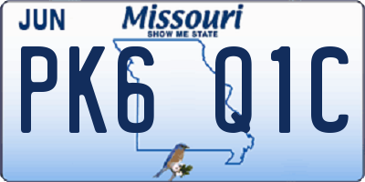 MO license plate PK6Q1C