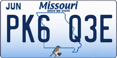 MO license plate PK6Q3E