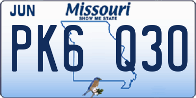 MO license plate PK6Q3O