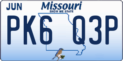 MO license plate PK6Q3P