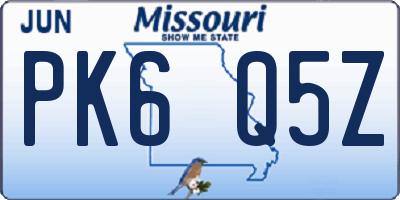MO license plate PK6Q5Z