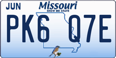 MO license plate PK6Q7E