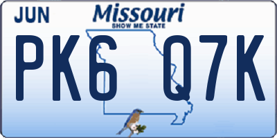 MO license plate PK6Q7K