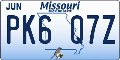 MO license plate PK6Q7Z