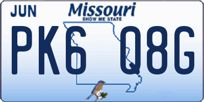 MO license plate PK6Q8G