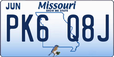 MO license plate PK6Q8J